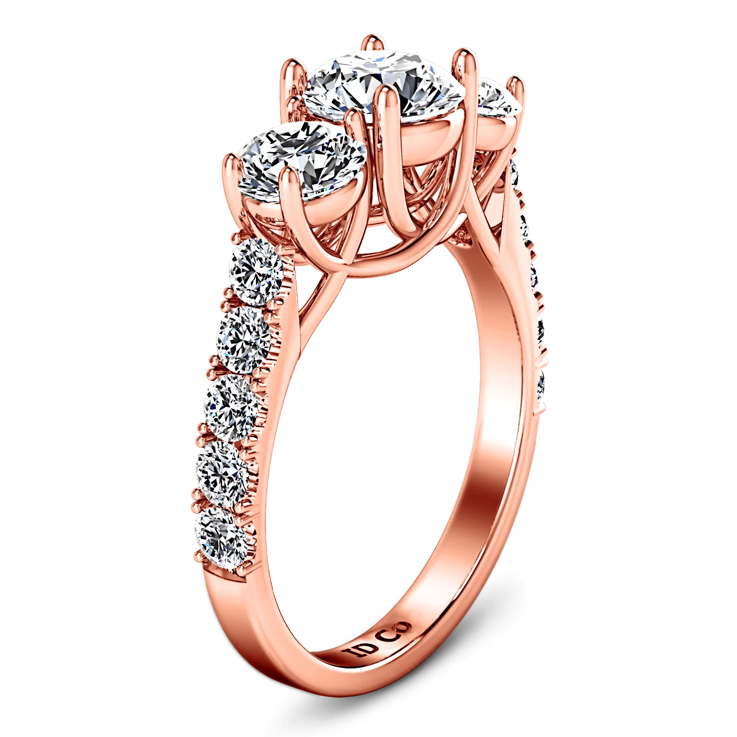 Three Stone Diamond EngagementRing Victoria 14K Rose Gold - Image 2