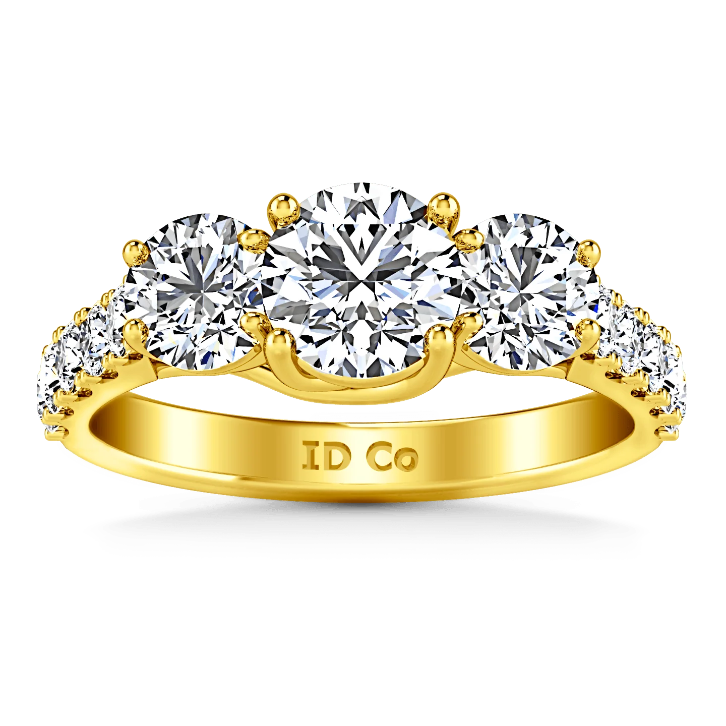Three Stone Diamond Engagement Ring Victoria 14K Yellow Gold