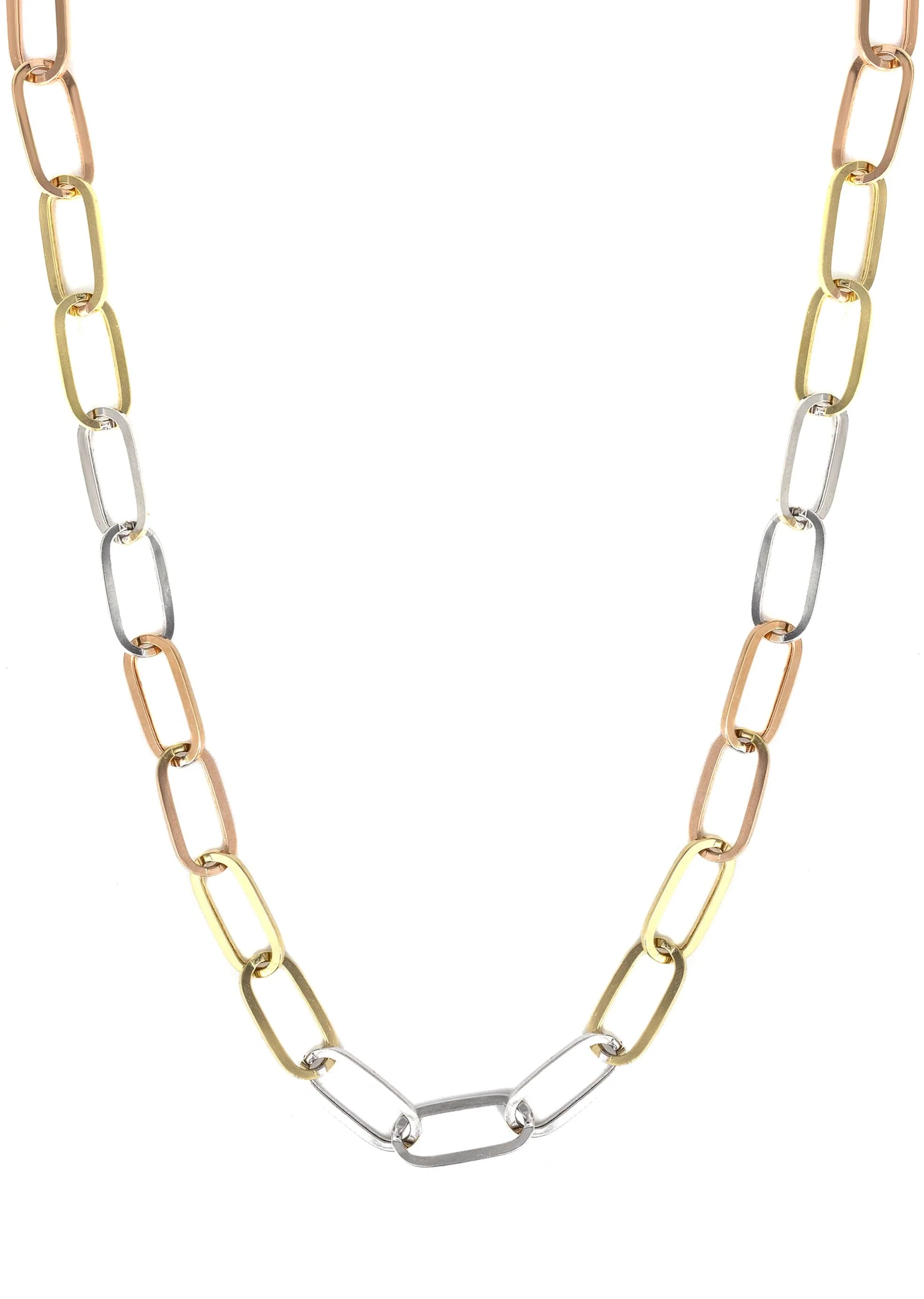 Semi Solid Tri Color Paper Clip Gold Chain 14K - Image 2