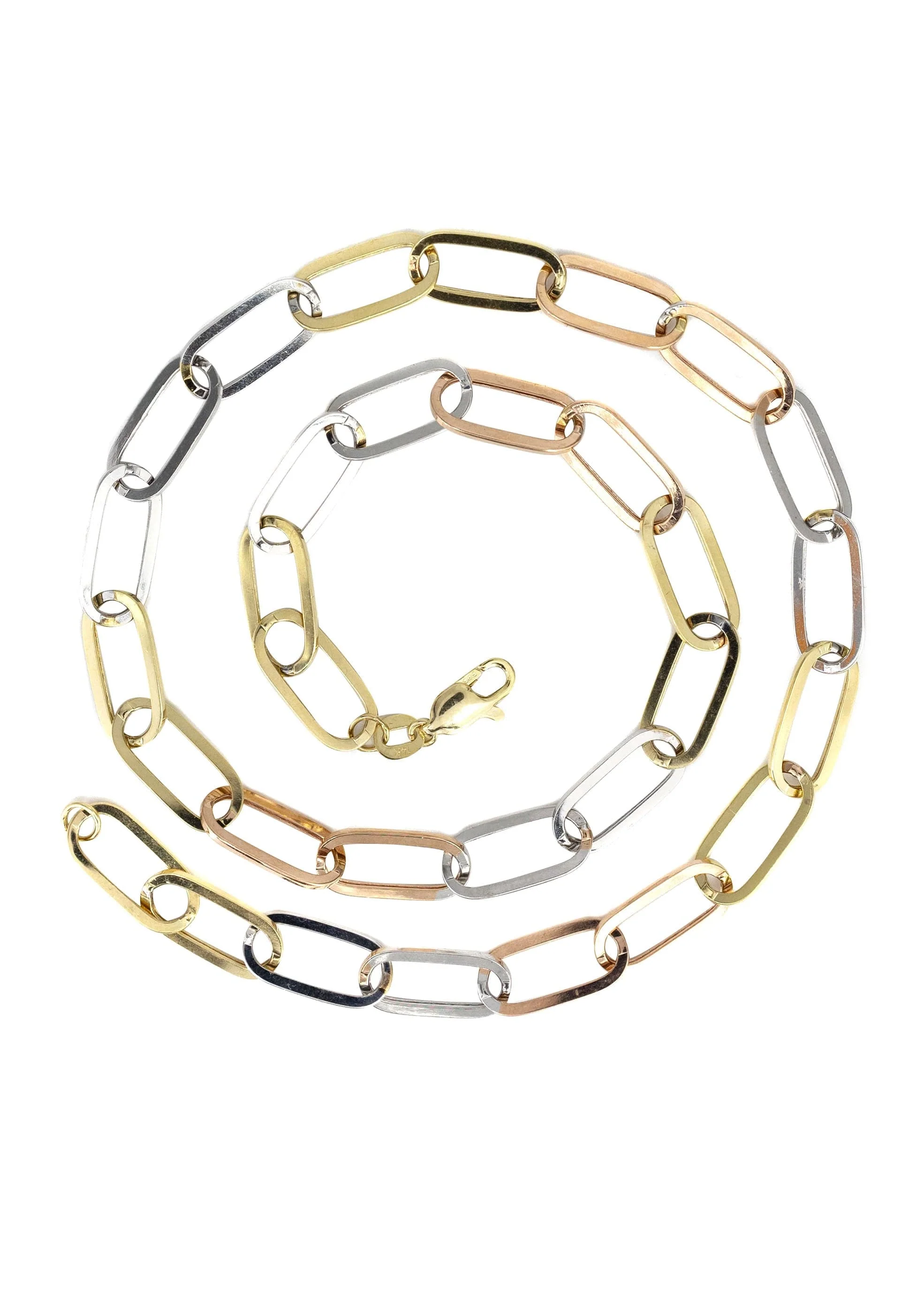 Semi Solid Tri Color Paper Clip Gold Chain 14K - Image 3