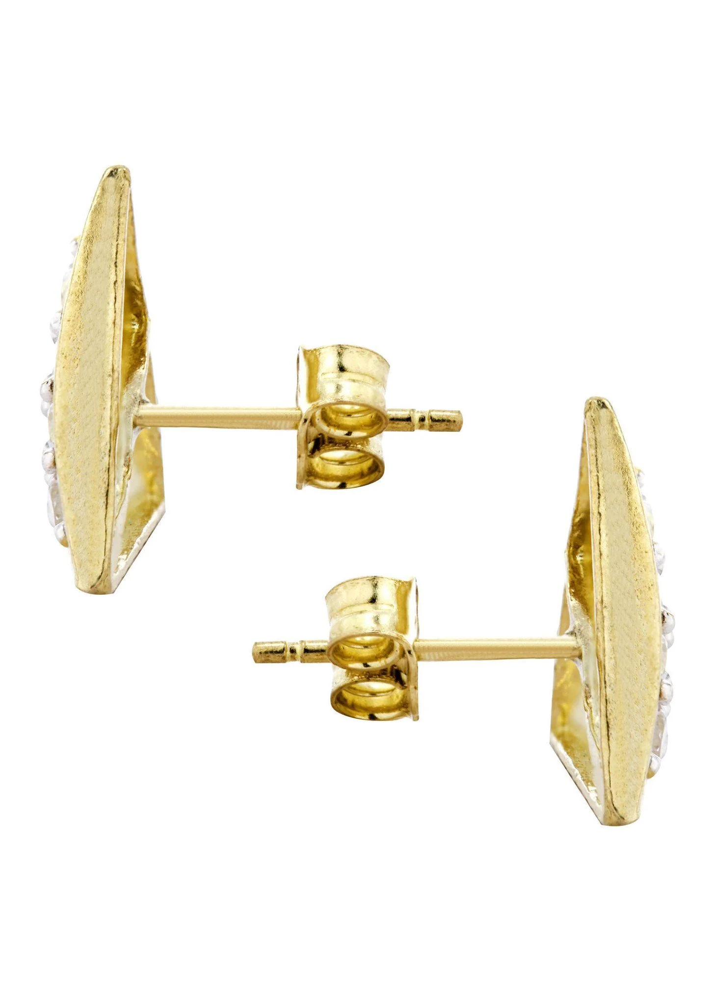 10K Triangle  Gold Earrings For Men | Appx 1/2 Inches Wide - Image 2