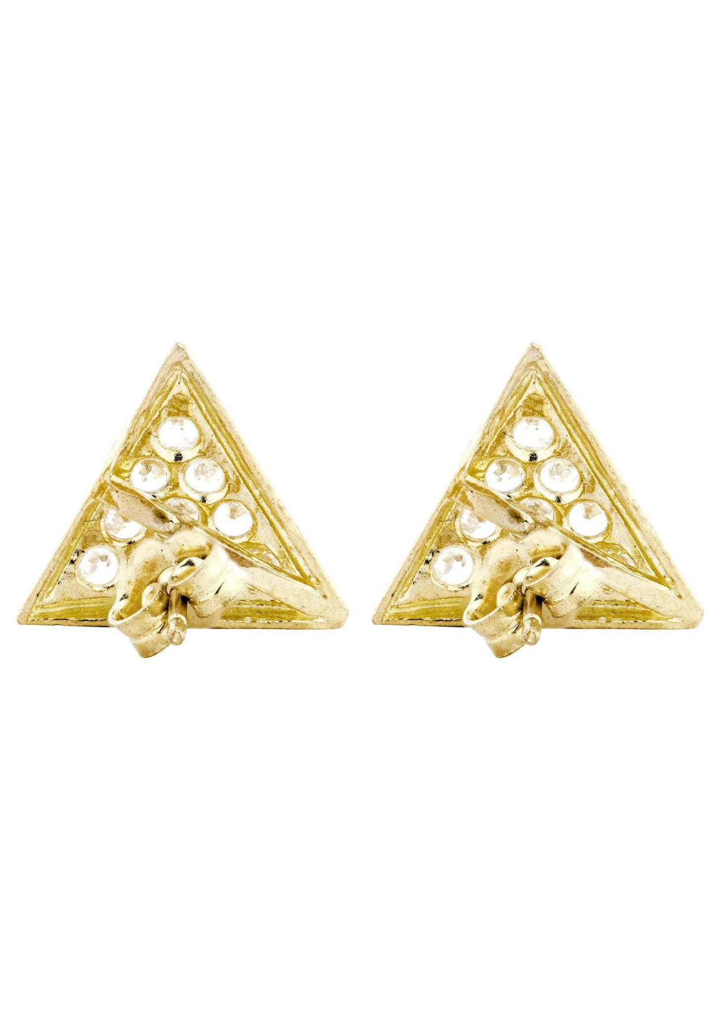 10K Triangle  Gold Earrings For Men | Appx 1/2 Inches Wide - Image 3
