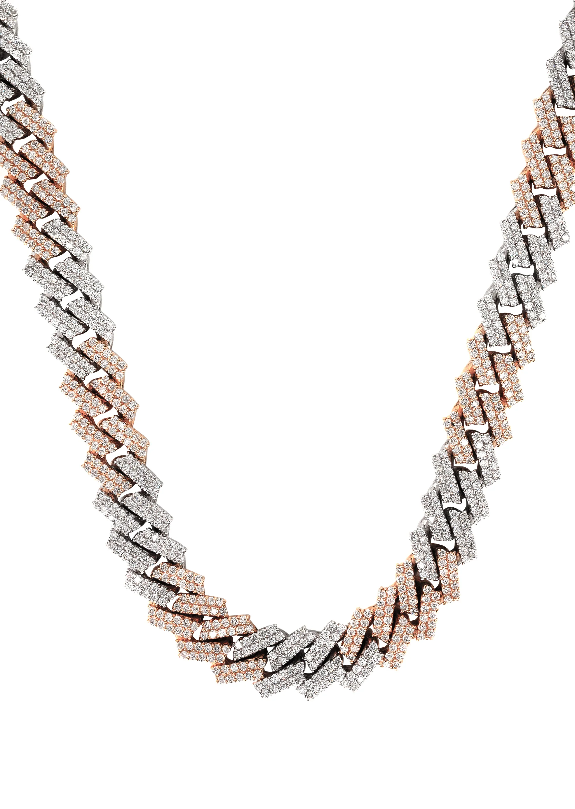 Two Tone Iced Out Diamond Prong Cuban Link Chain 10K/14K - Image 3