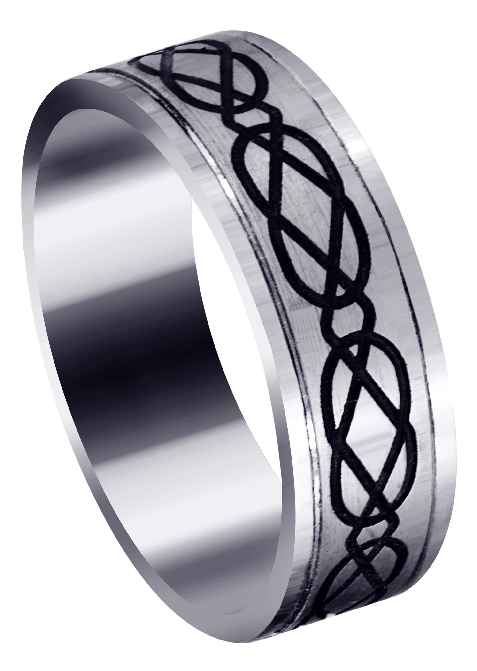 Ultra Fancy Milled Design Mens Wedding Band | Satin / High Polish Finish (Anthony)