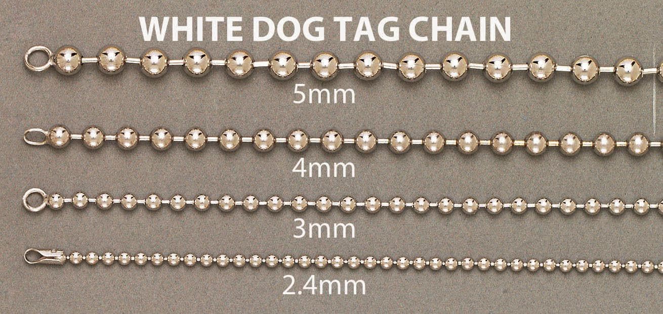Mens Dog Tag Chain 10K White Gold - Image 5