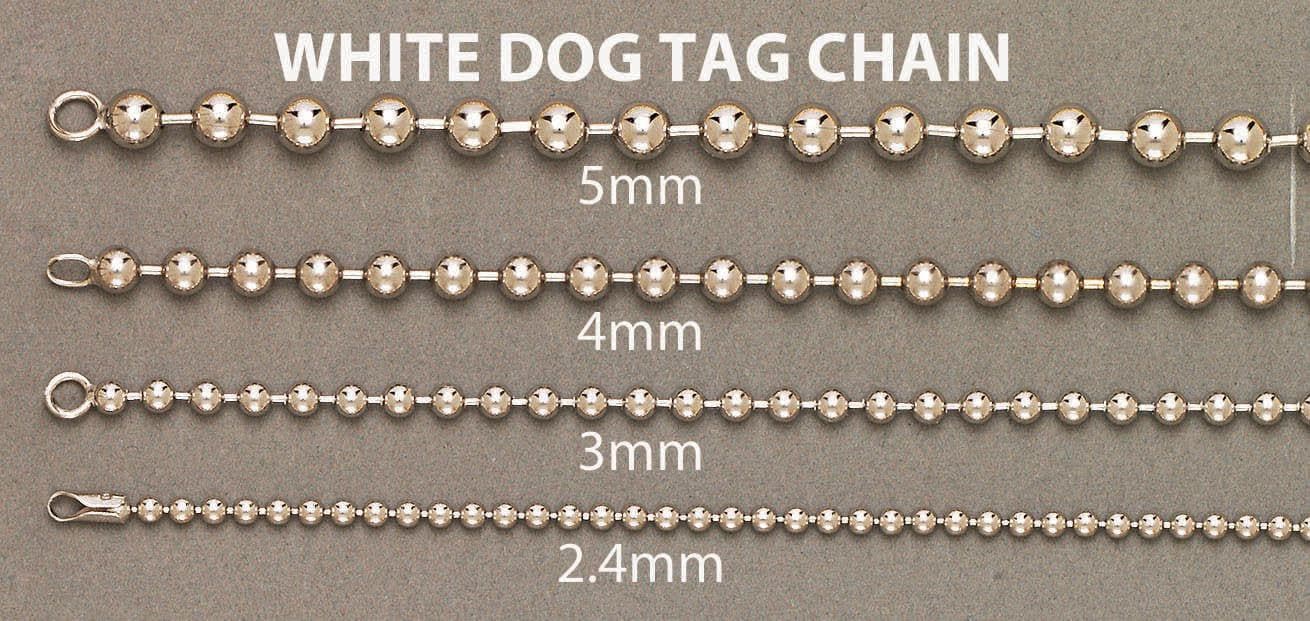 14K White Gold Chain - White Dog Tag Chain - Image 5