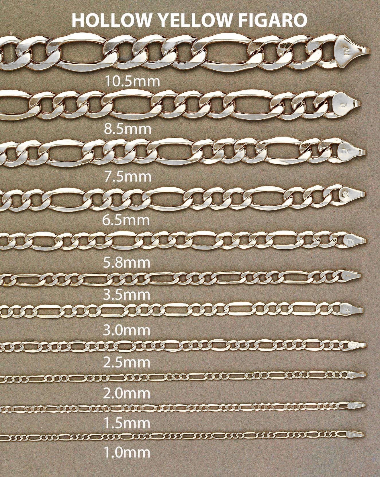 White Gold Chain - Mens Semi Solid Figaro Chain 10K/14K Gold - Image 5