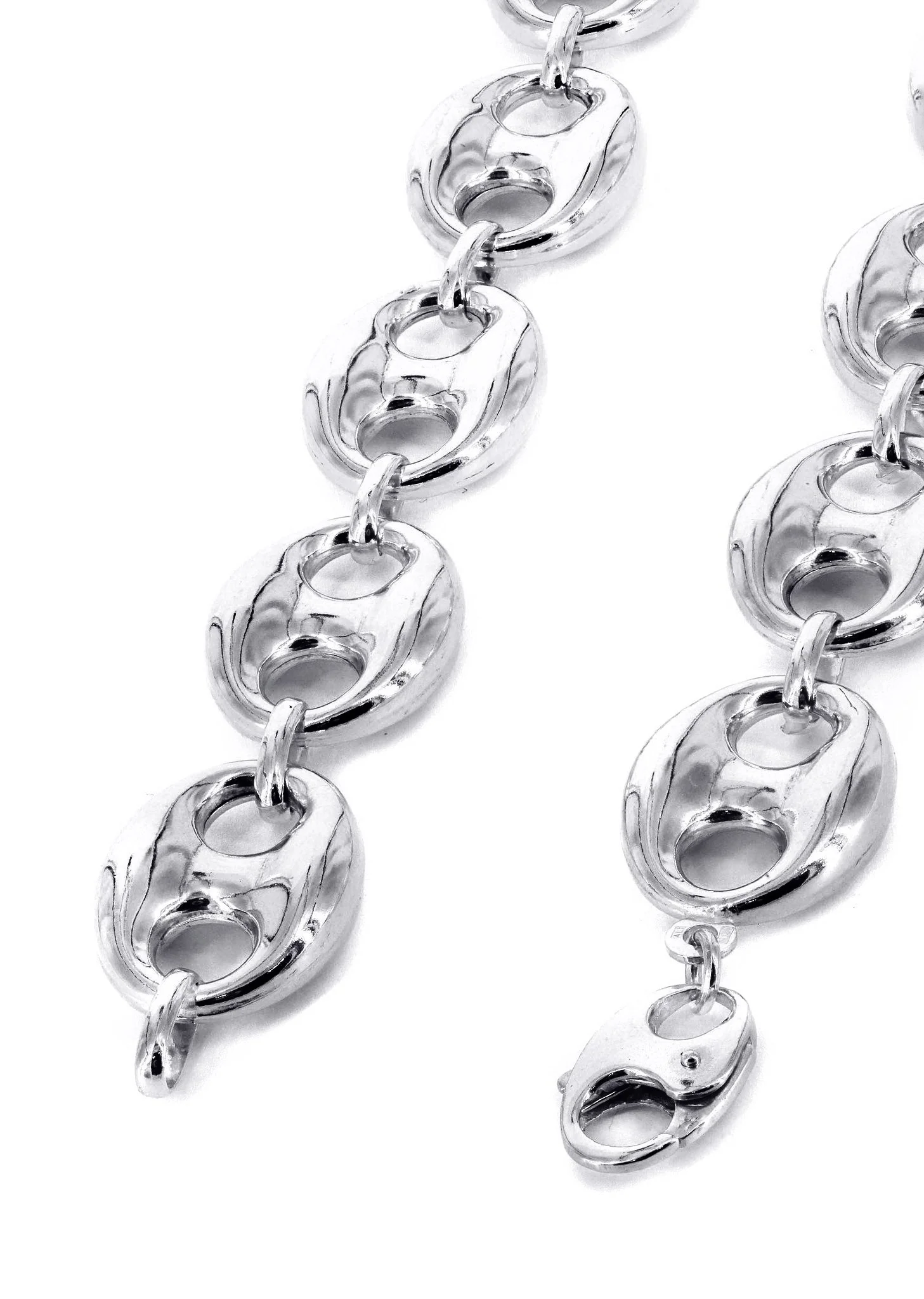 Mens Semi Solid Puff Chain 10K White Gold - Image 2