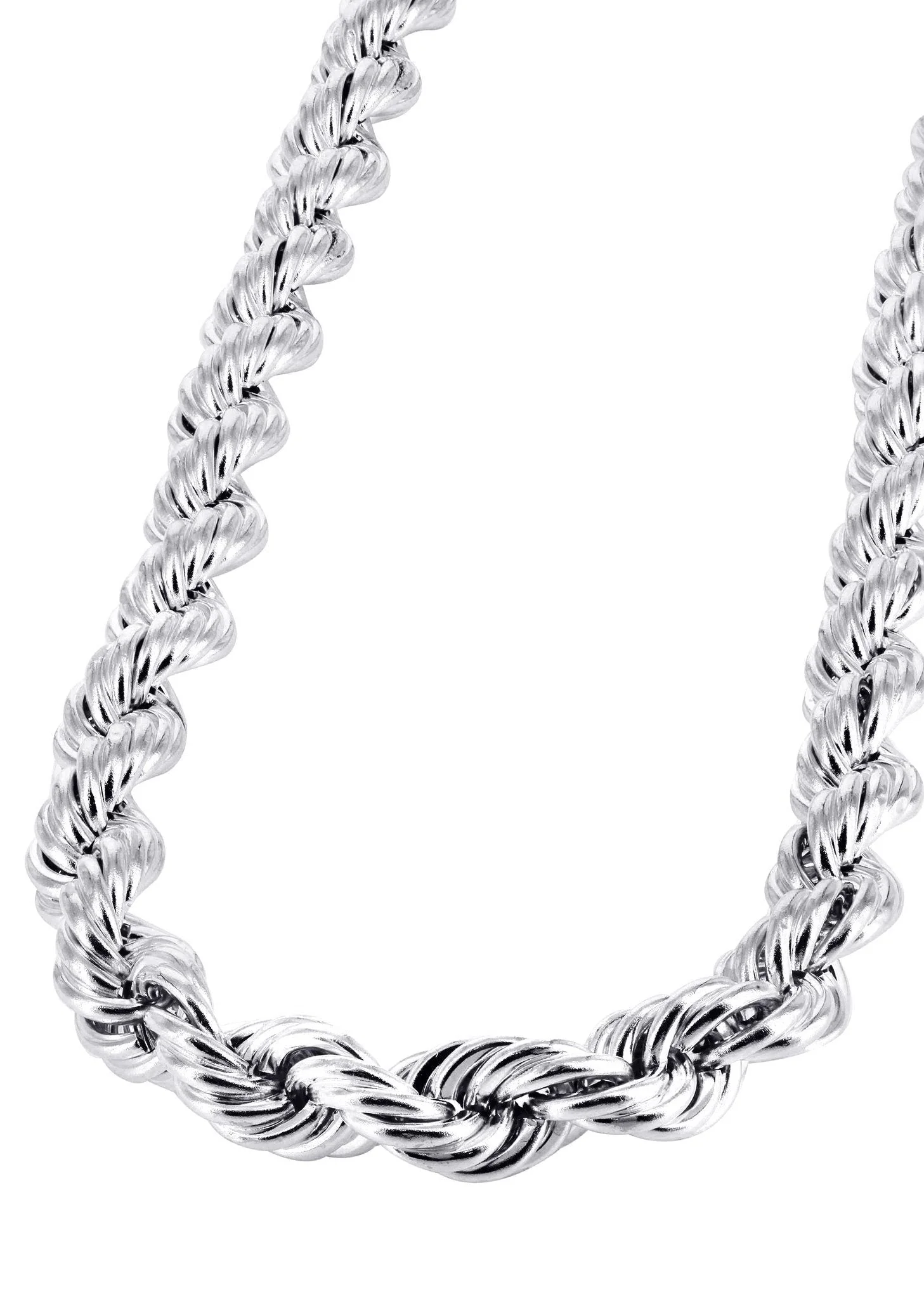 White Gold Chain - Mens Semi Solid Rope Chain 10K/14K Gold