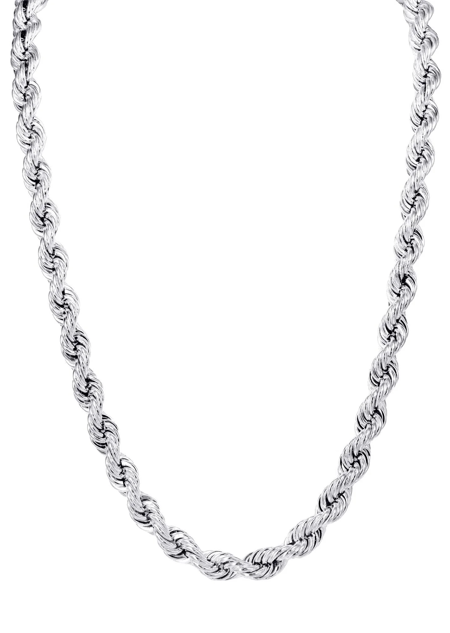 White Gold Chain - Mens Semi Solid Rope Chain 10K/14K Gold - Image 2