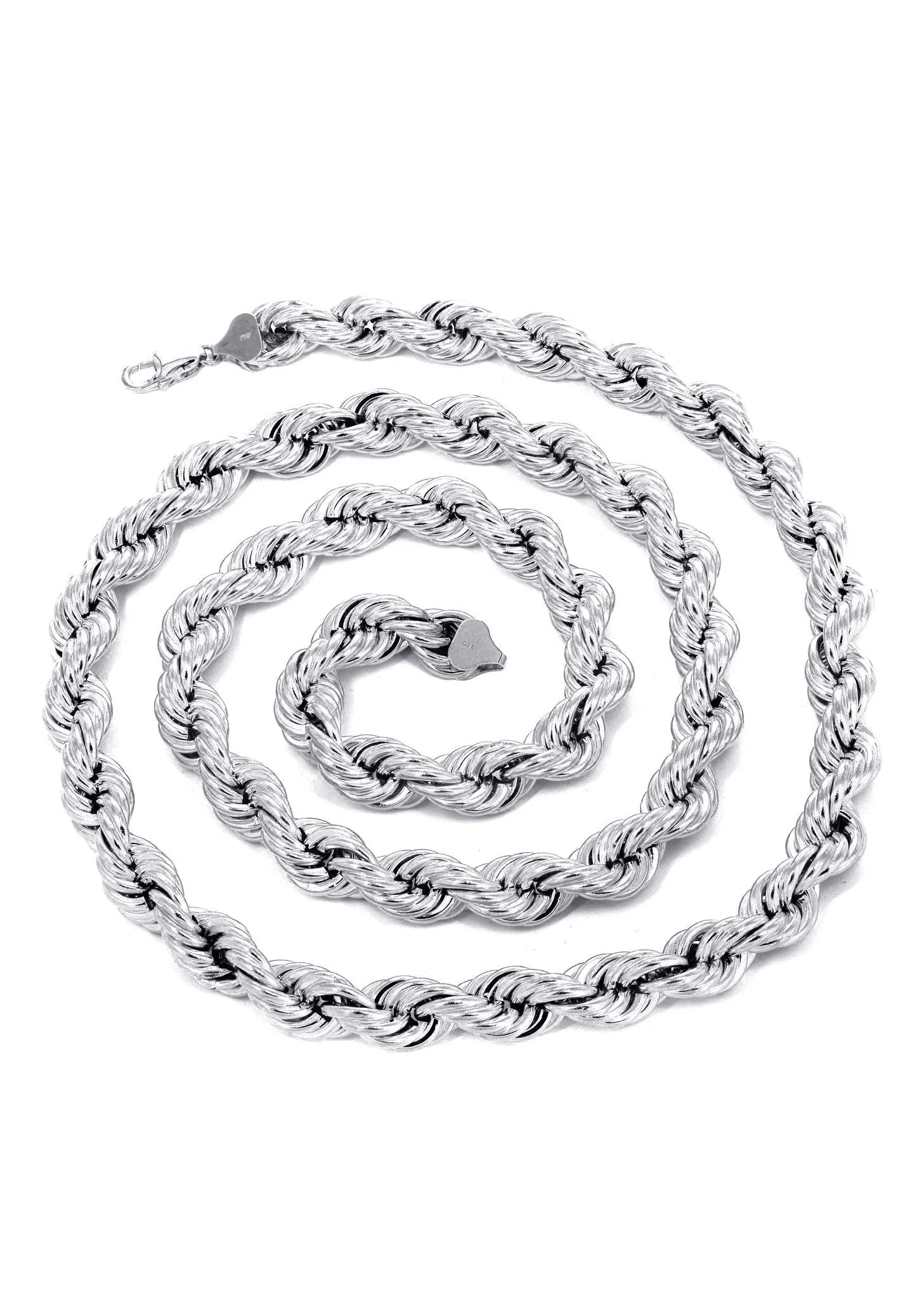 White Gold Chain - Mens Semi Solid Rope Chain 10K/14K Gold - Image 3