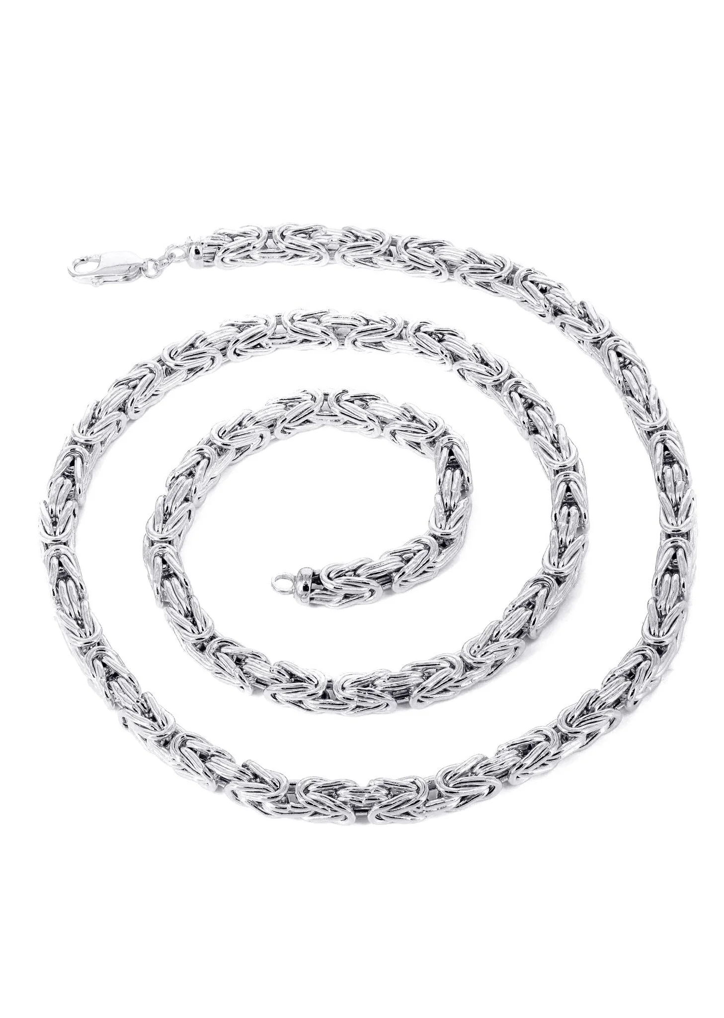 Mens Semi Solid Italian Byzantine Chain - White 10k Gold - Image 4