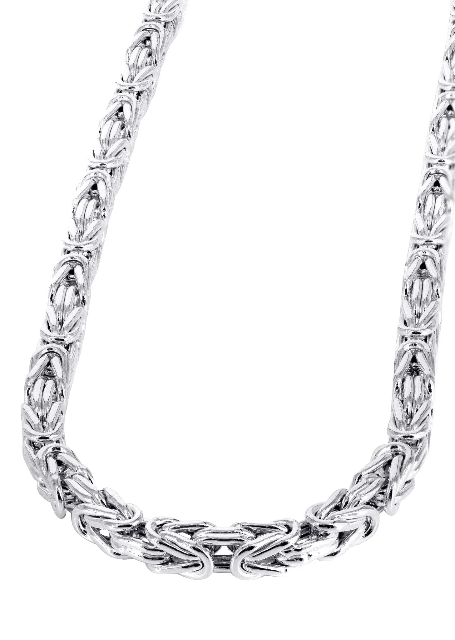 White Gold Chain - Mens Semi Solid Italian Byzantine Chain 10K/14K Gold