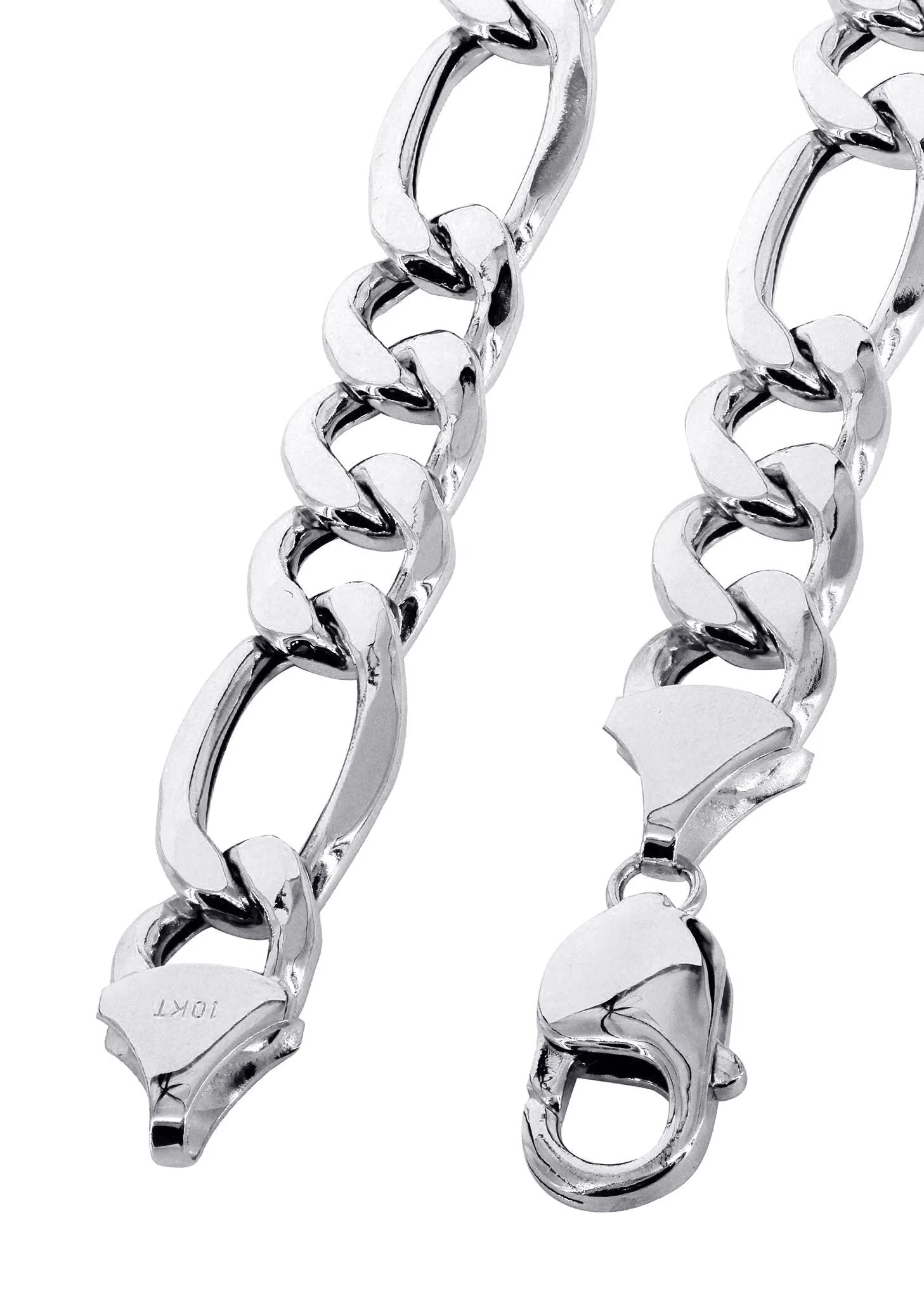 White Gold Chain - Mens Solid Figaro Chain 10K/14K Gold - Image 2