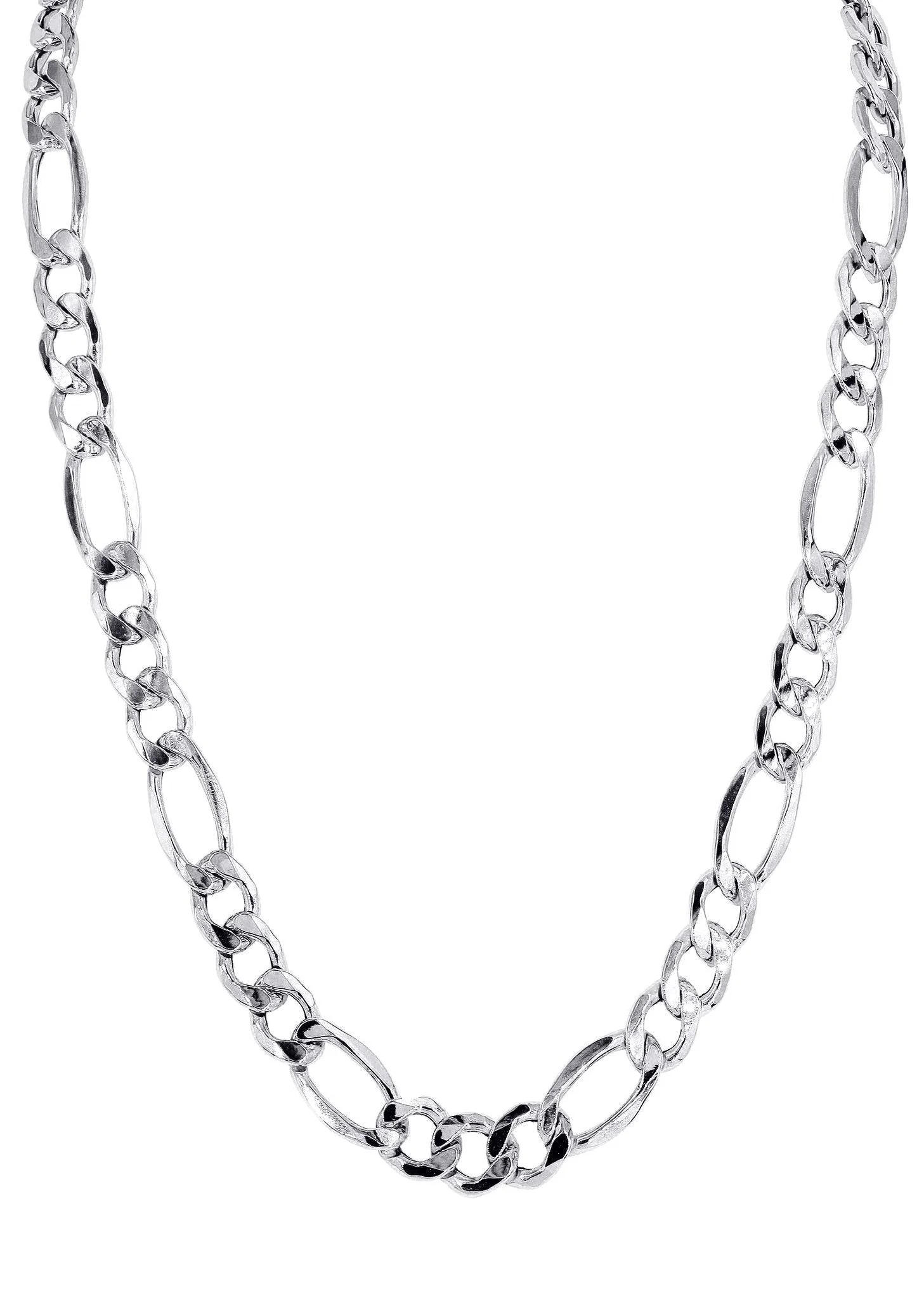 White Gold Chain - Mens Solid Figaro Chain 10K/14K Gold - Image 3