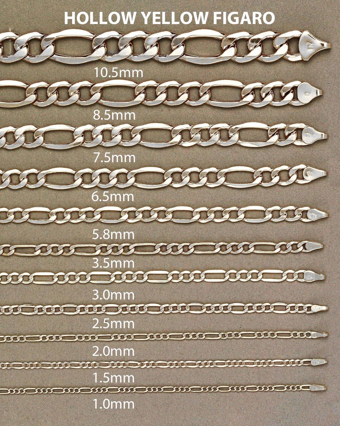 White Gold Chain - Mens Solid Figaro Chain 10K/14K Gold - Image 5