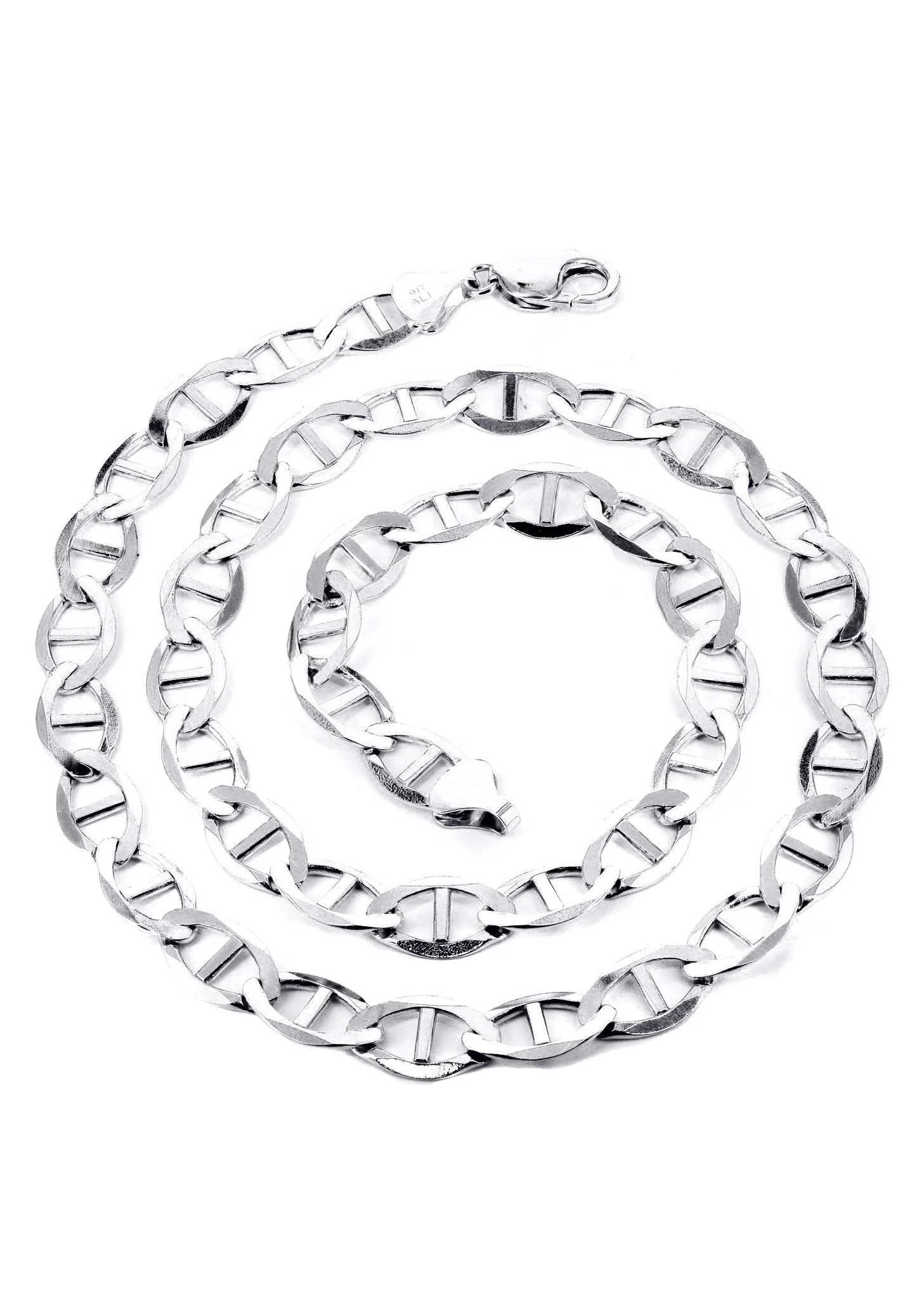 Mens Solid Mariner Chain 10K White Gold - Image 4