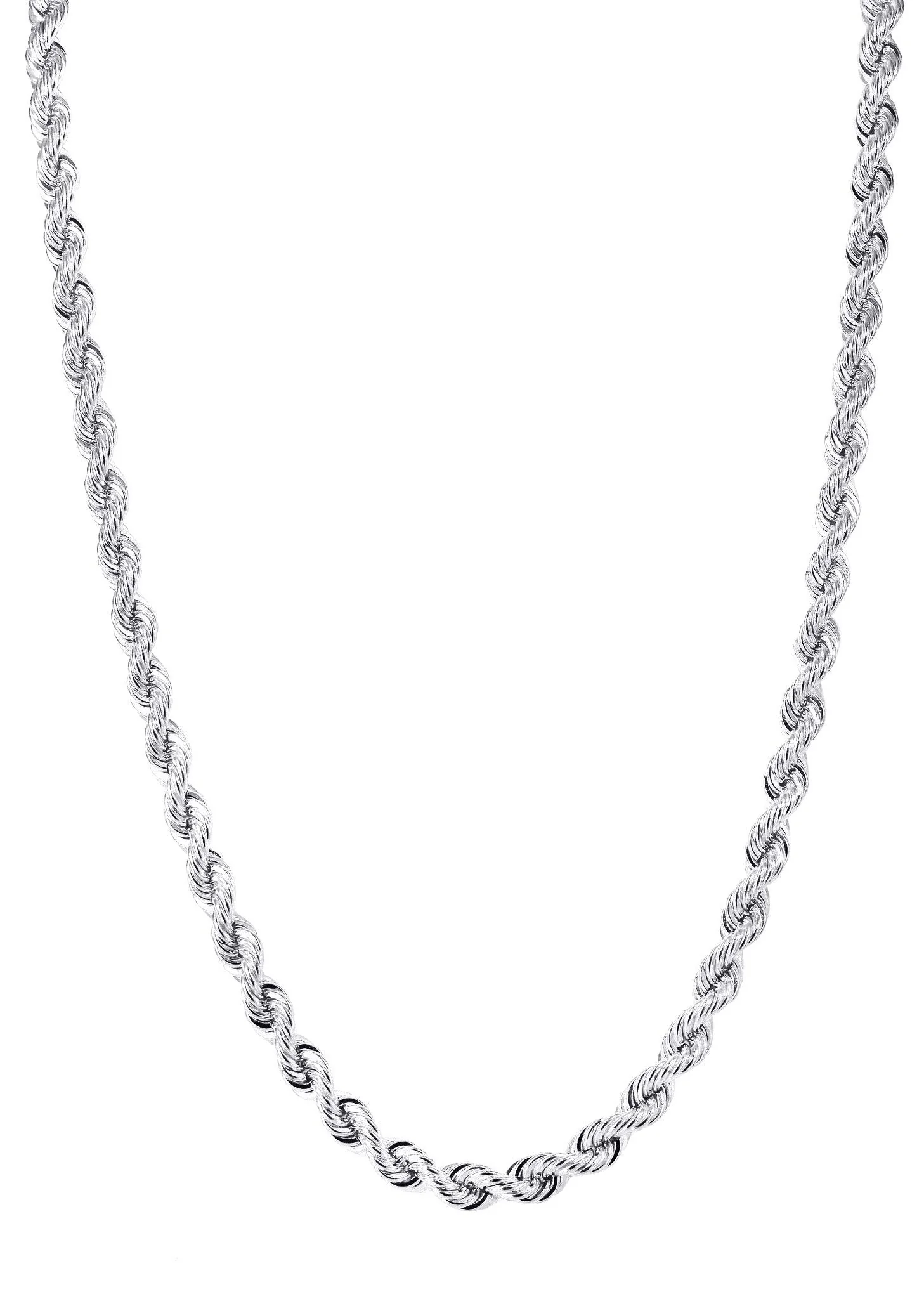 White Gold Chain - Mens Solid Rope Chain 10K/14K Gold - Image 3
