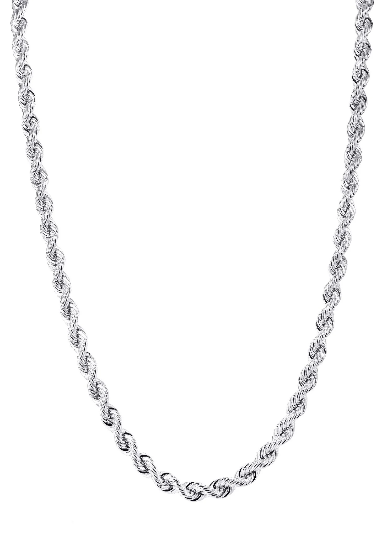 Mens Solid Rope Chain 10K White Gold - Image 3
