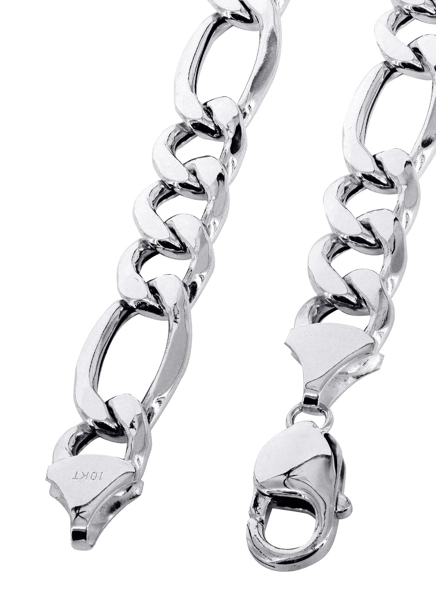 White Gold Chain - Womens Semi Solid  Figaro Chain 10K/14K Gold - Image 2