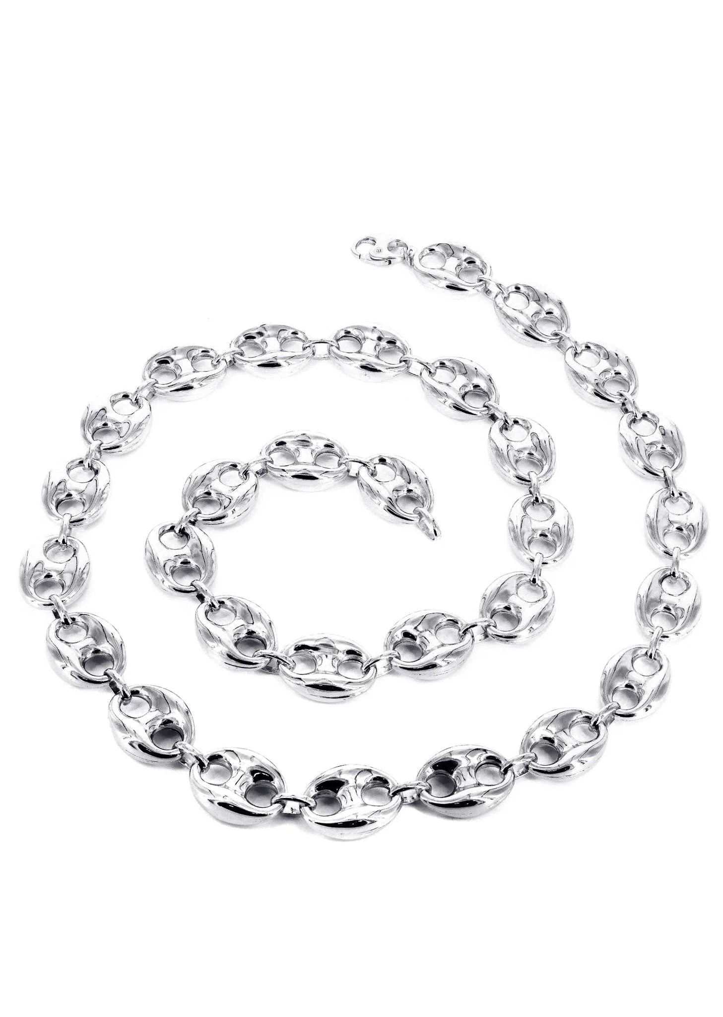 White Gold Chain - Womens Semi Solid Puff Chain 10K/14K Gold - Image 4