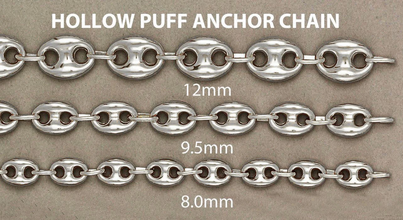 White Gold Chain - Womens Semi Solid Puff Chain 10K/14K Gold - Image 5