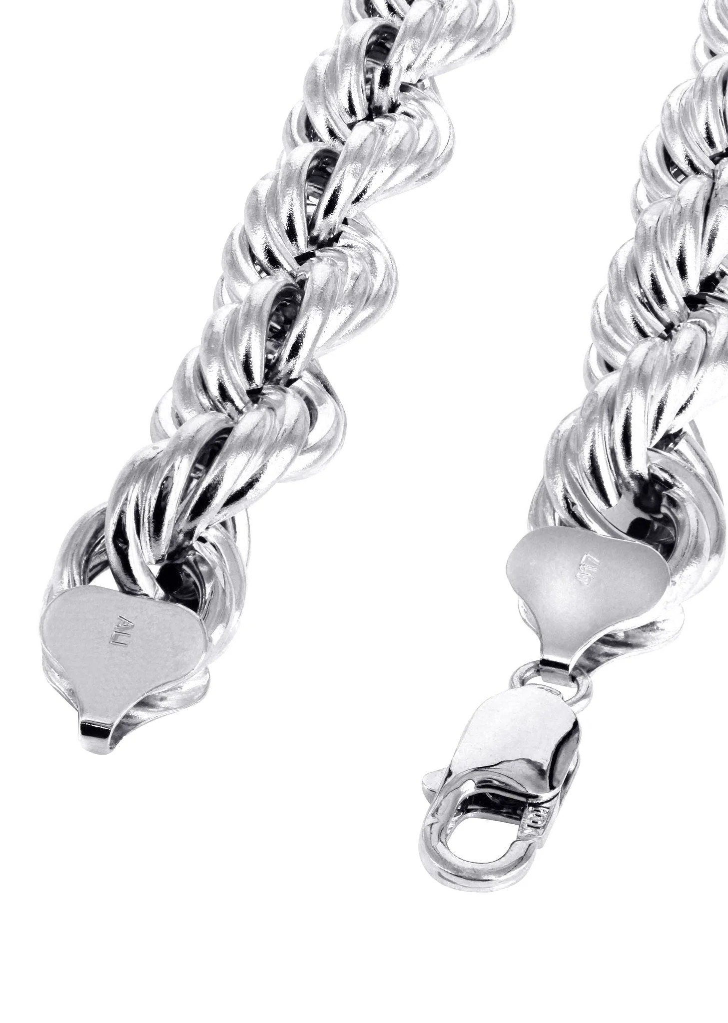 White Gold Chain - Womens Semi Solid Rope Chain 10K/14K Gold - Image 4