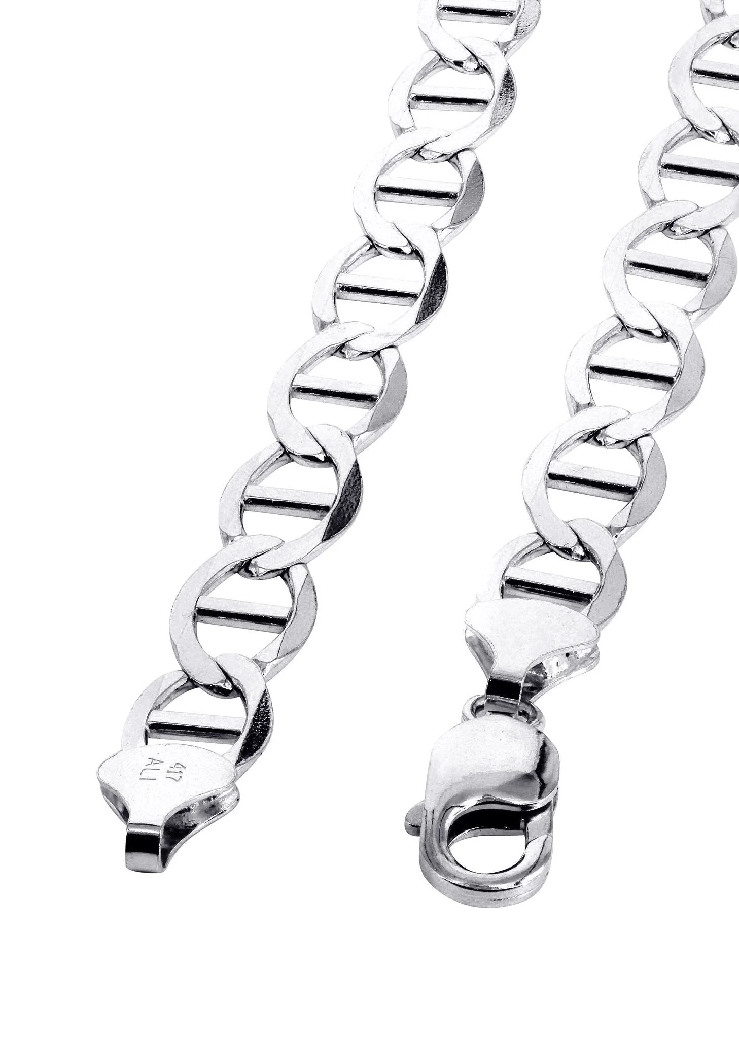 White Gold Chain - Womens Solid Mariner Chain 10K/14K Gold - Image 2