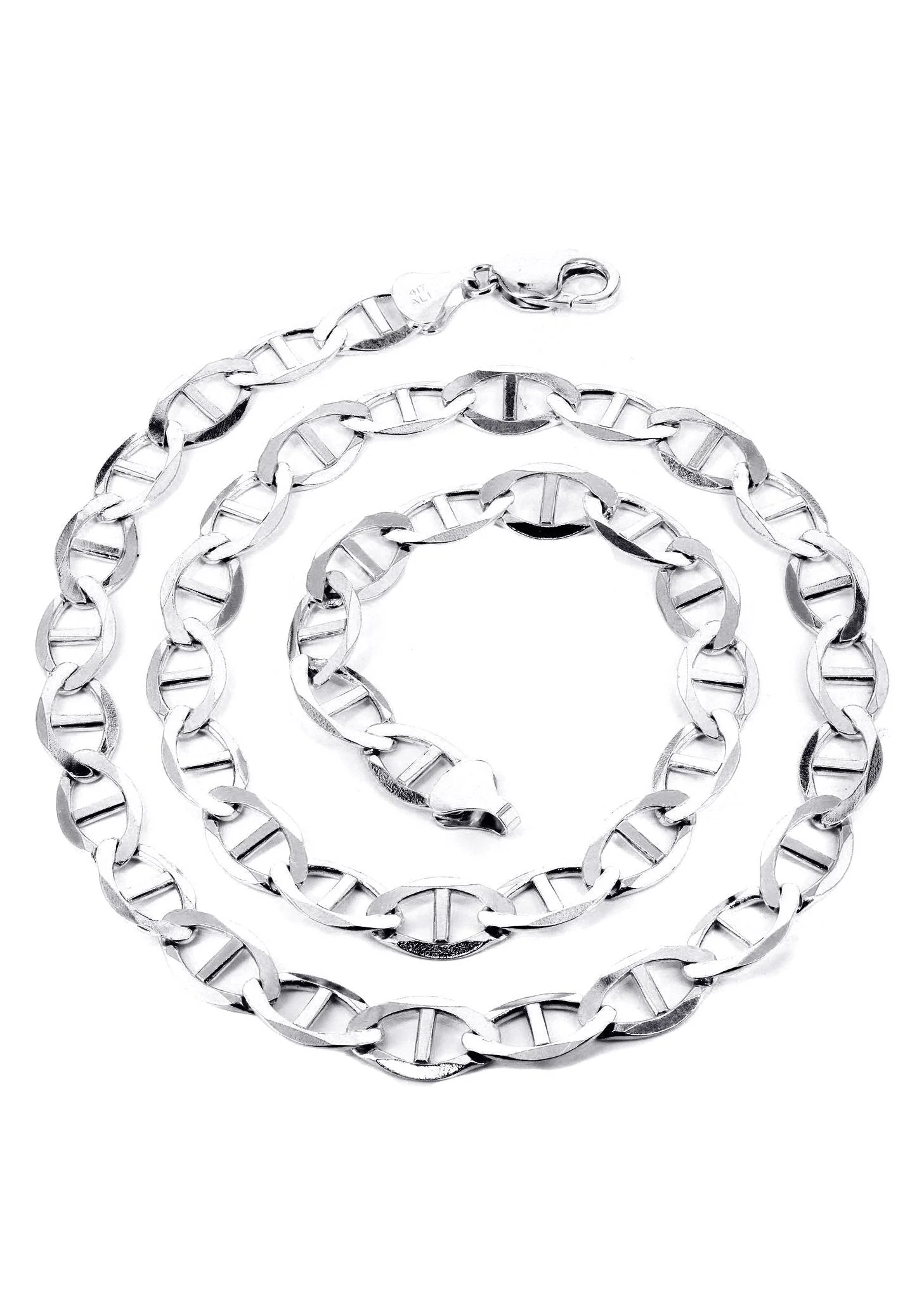 White Gold Chain - Womens Solid Mariner Chain 10K/14K Gold - Image 4