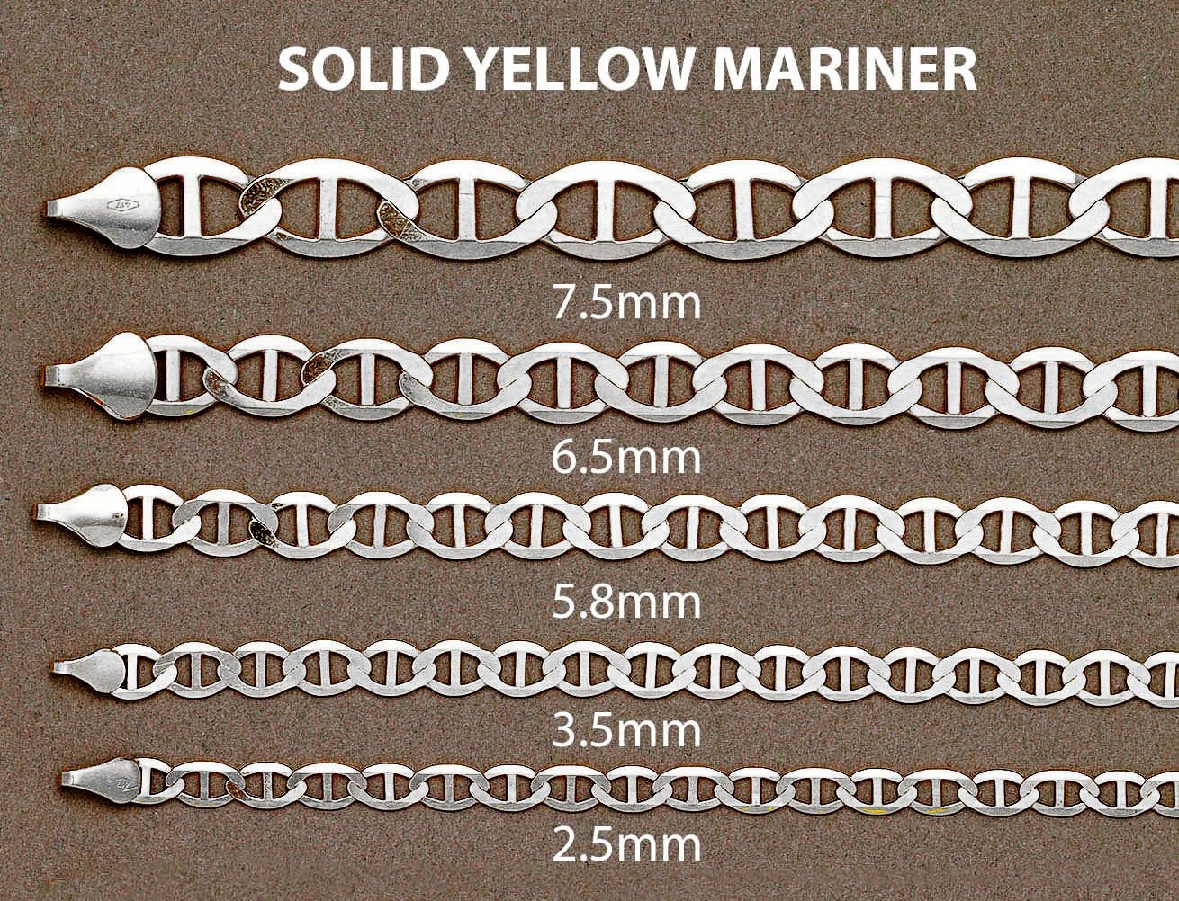 White Gold Chain - Womens Solid Mariner Chain 10K/14K Gold - Image 5