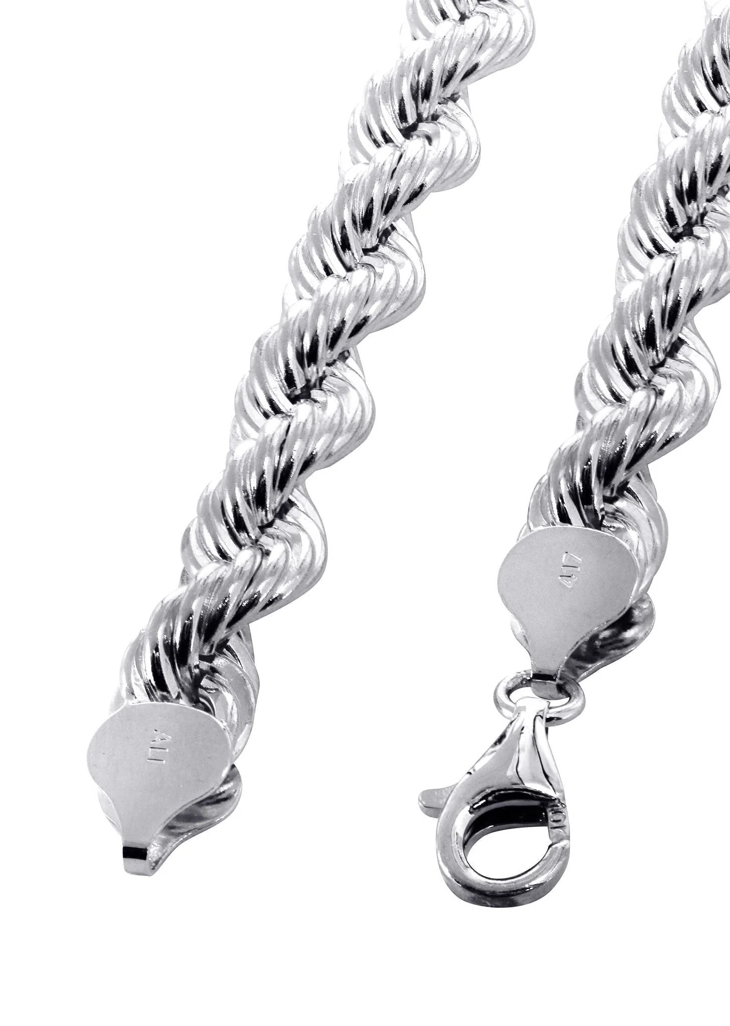 White Gold Chain - Womens Solid Rope Chain 10K/14K Gold - Image 2