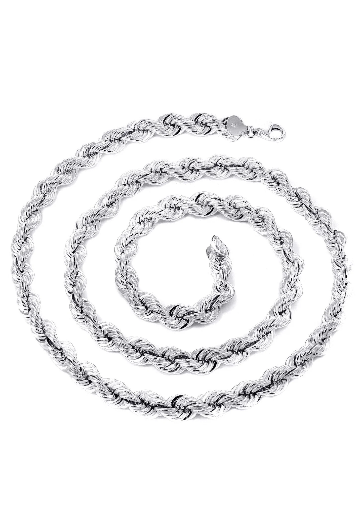 White Gold Chain - Womens Solid Rope Chain 10K/14K Gold - Image 4
