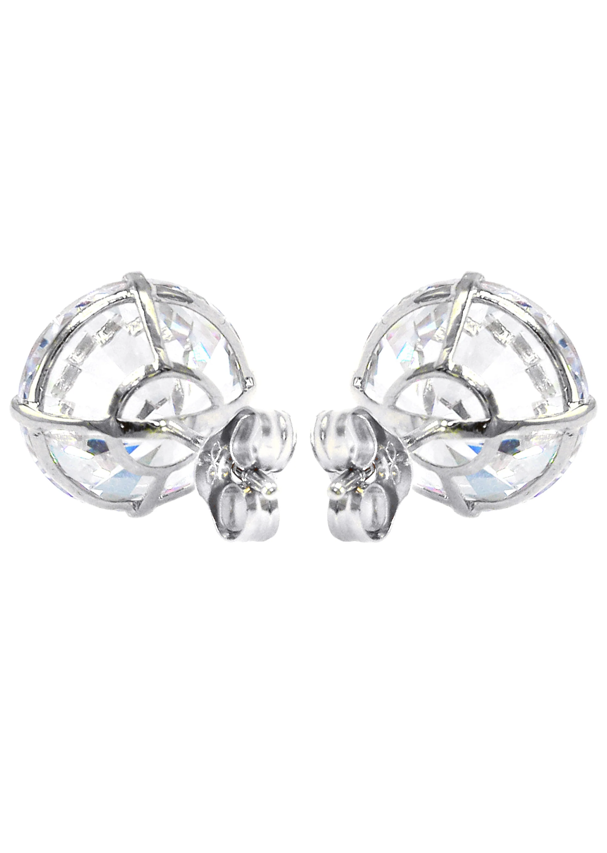 14K White Gold Push Back Round Stud Earrings - Image 3