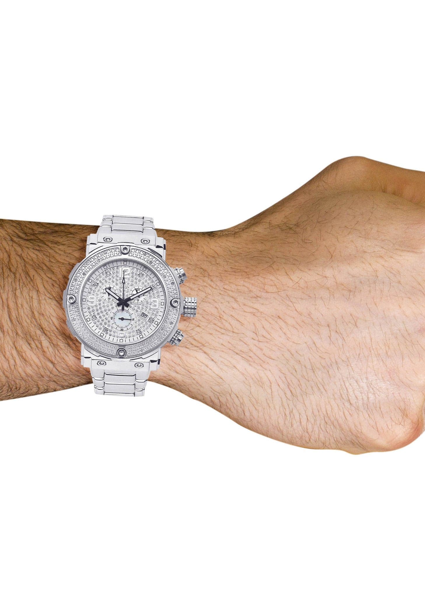 Mens White Gold Tone Diamond Watch | Appx. 0.22 Carats - Image 4