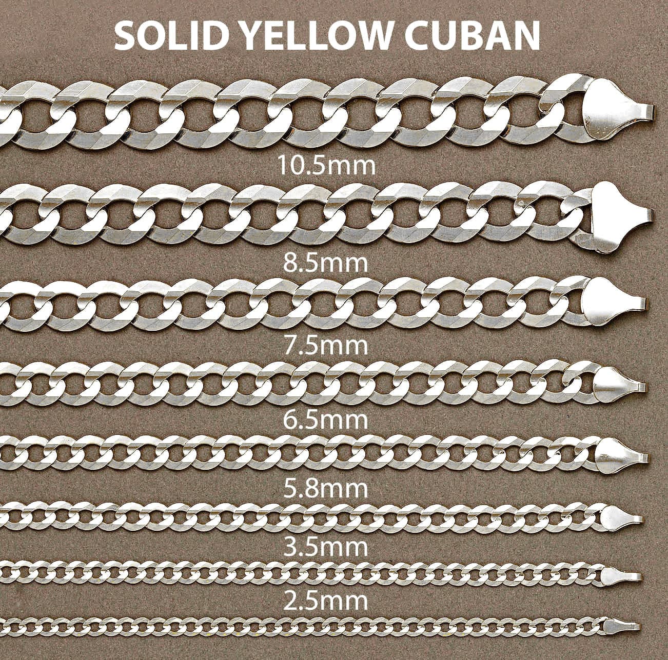 Solid Cuban Curb Link Chain 10K White Gold - Image 5