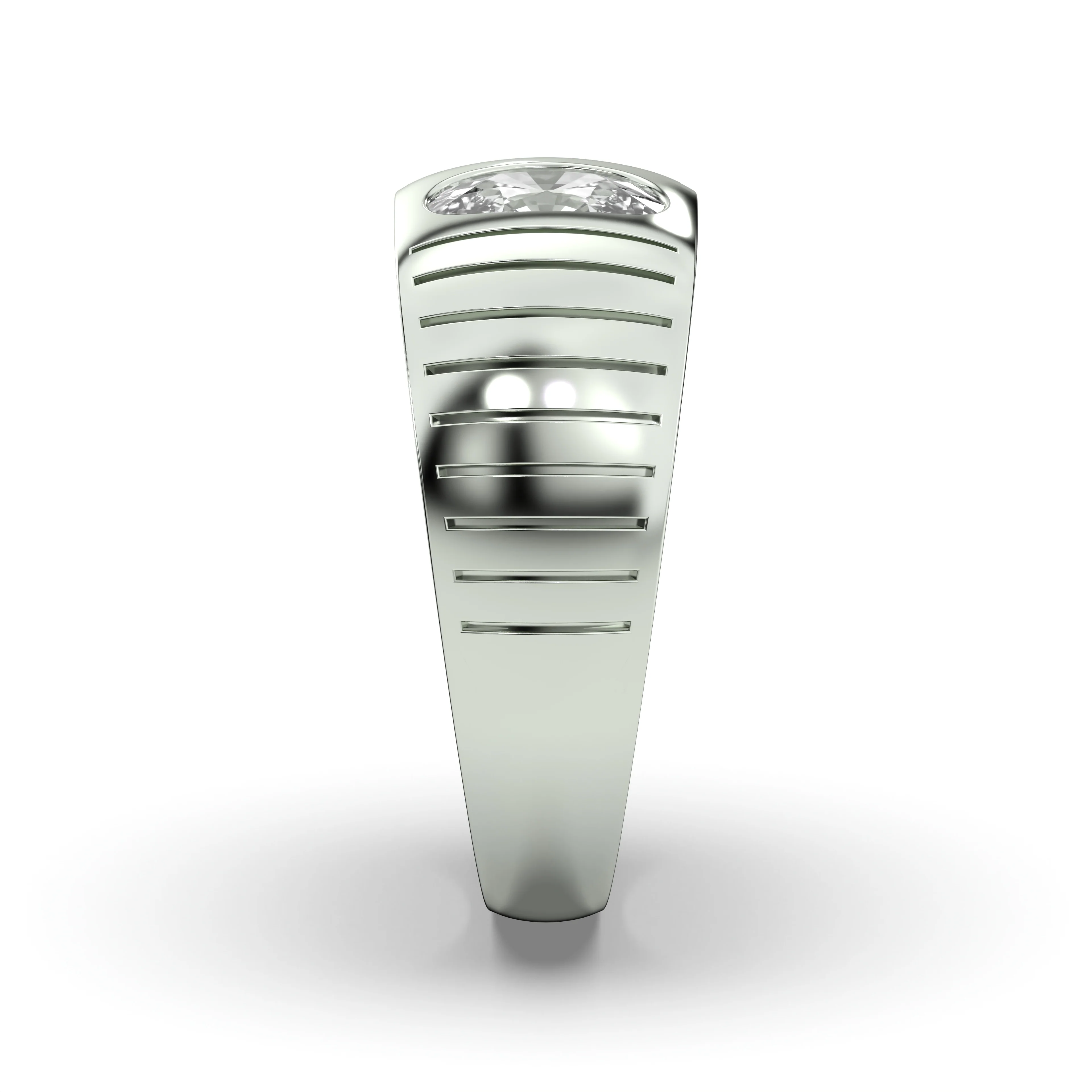 Men's Jewelry - Men's VVS Lab Diamond Oval Solitaire Engagement Ring | White Gold - Image 3