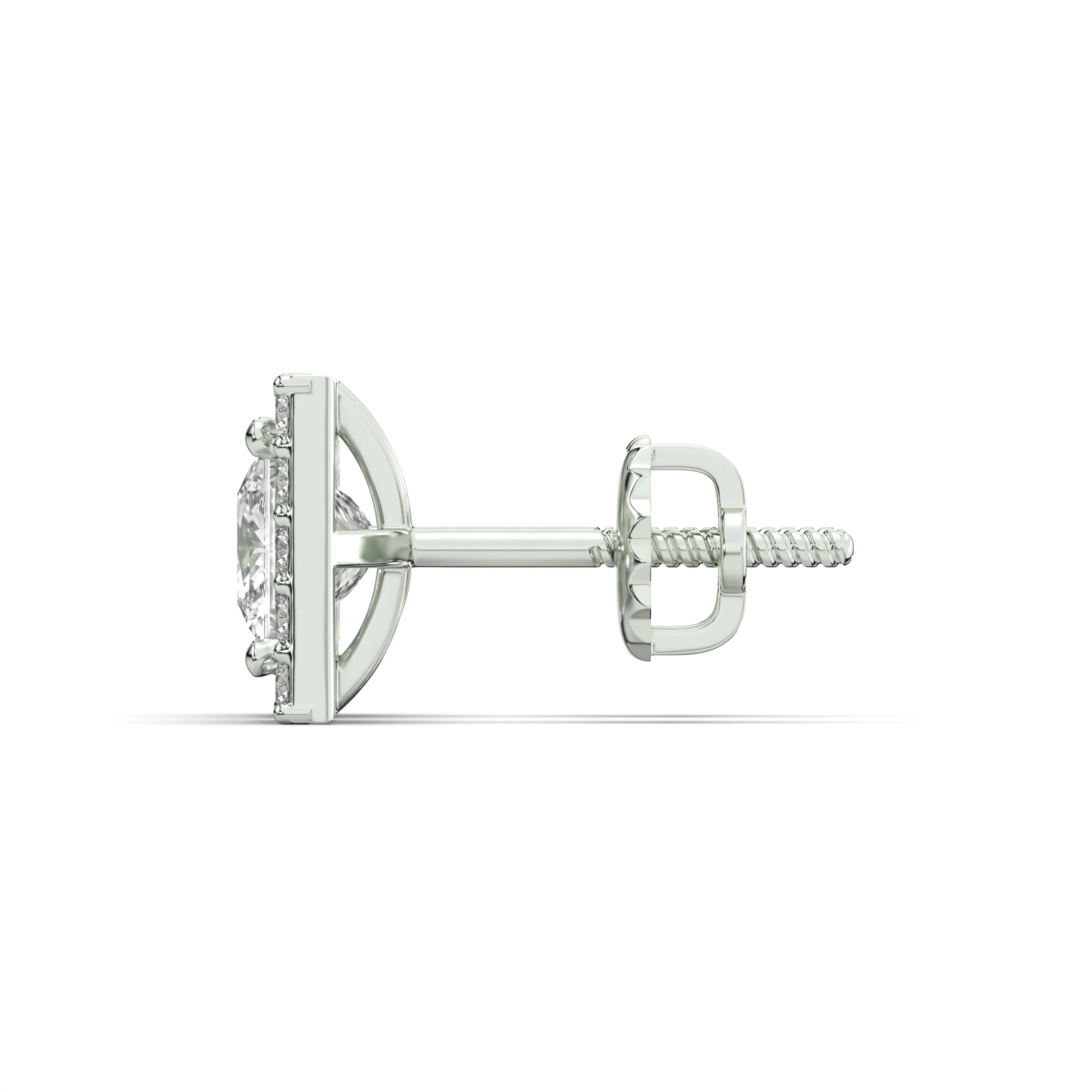 Men's Jewelry - VVS Lab Diamond Halo Princess Stud Earrings For Men | 14K White Gold - Image 3