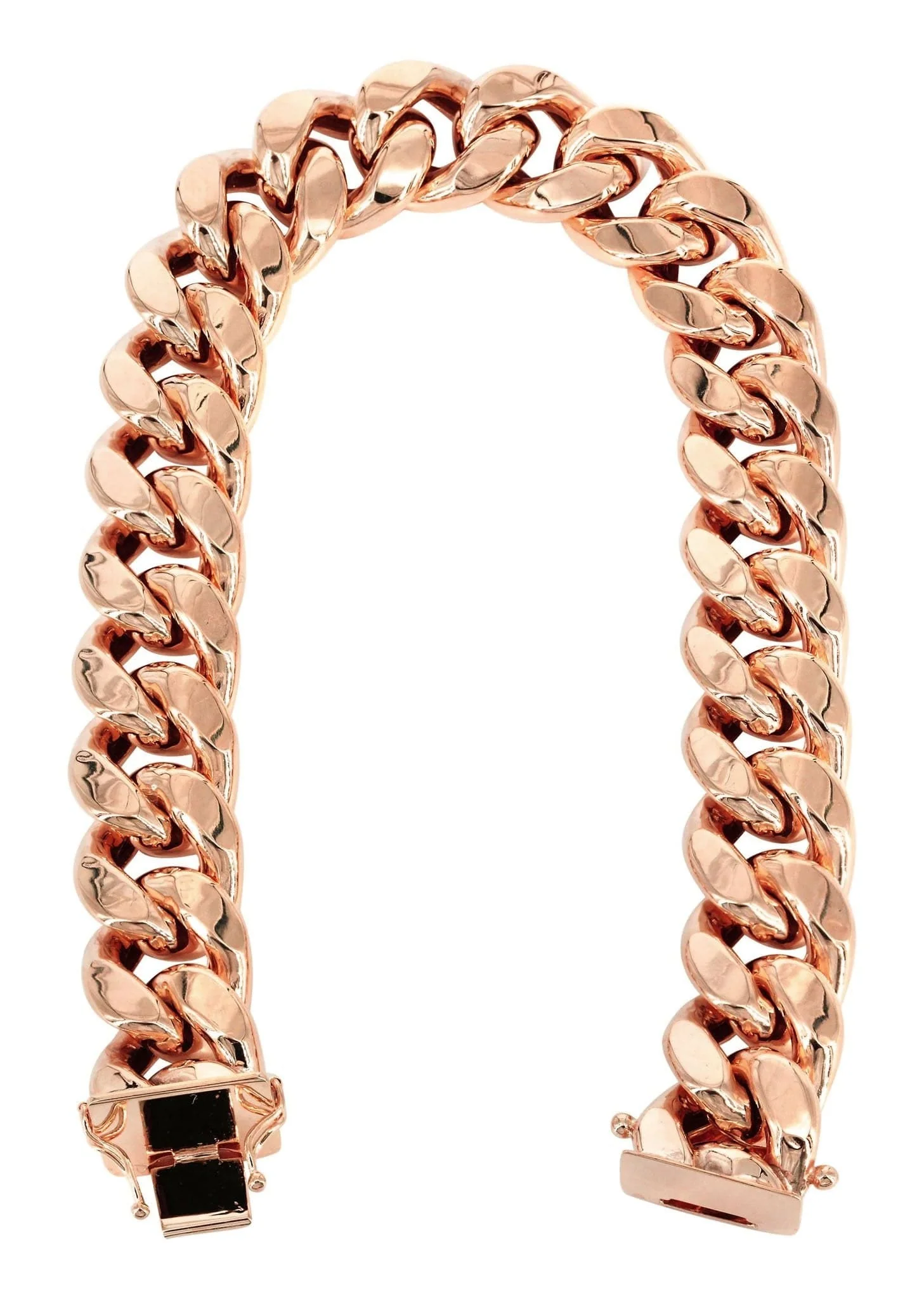 14K Rose Gold Bracelet Semi Solid Miami Cuban Link Women - Image 2