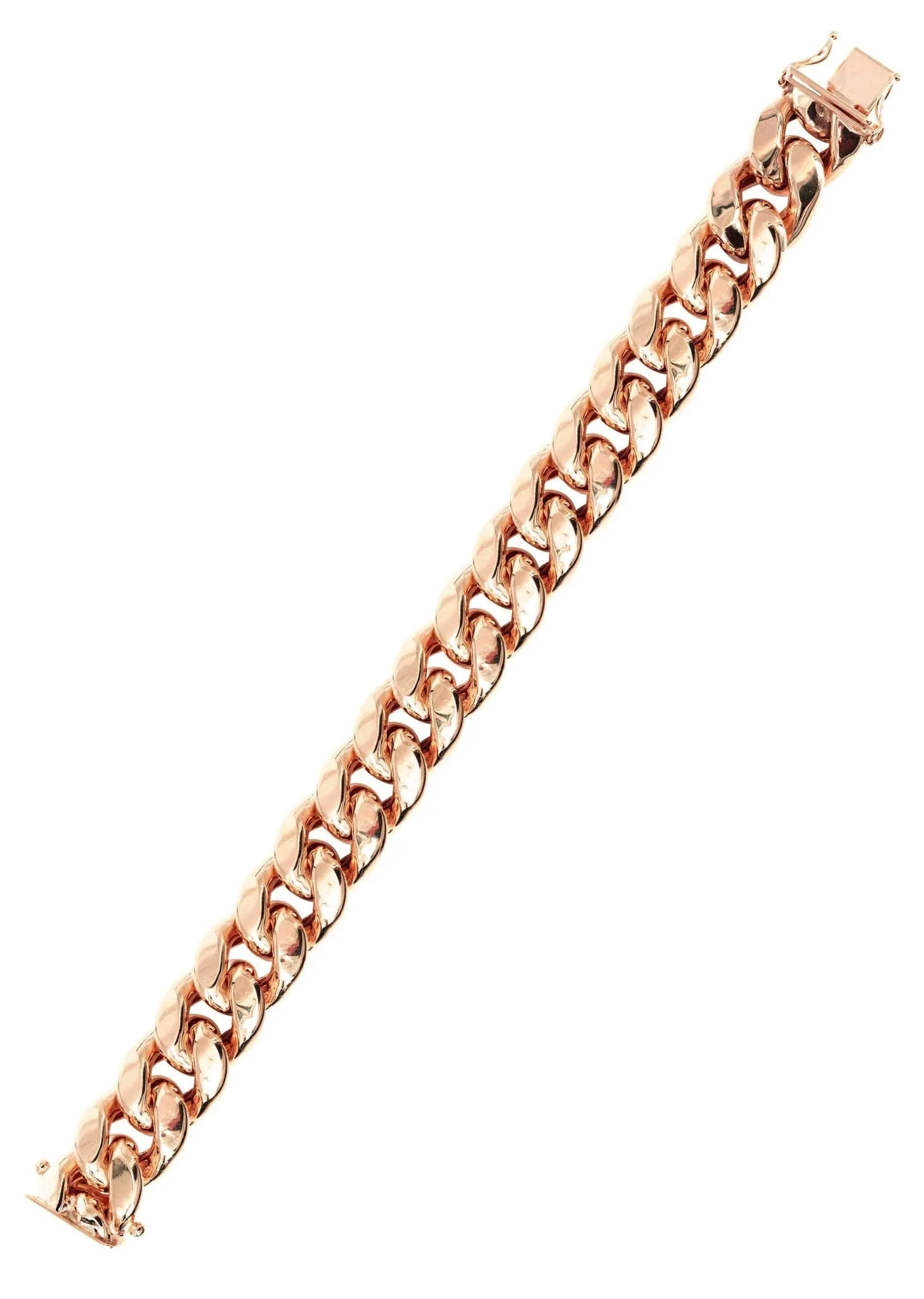 14K Rose Gold Bracelet Semi Solid Miami Cuban Link Women - Image 3