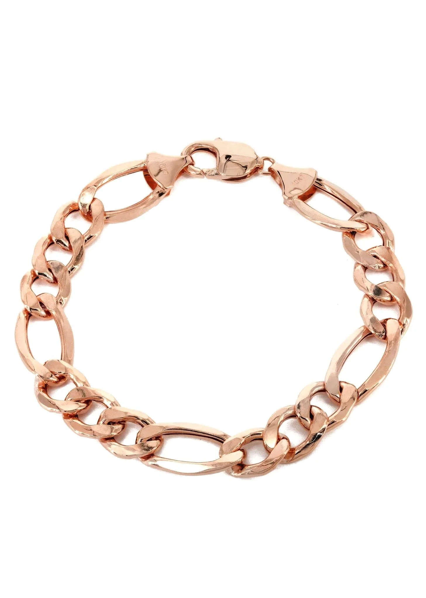 14K Rose Gold Bracelet Solid Figaro For Women