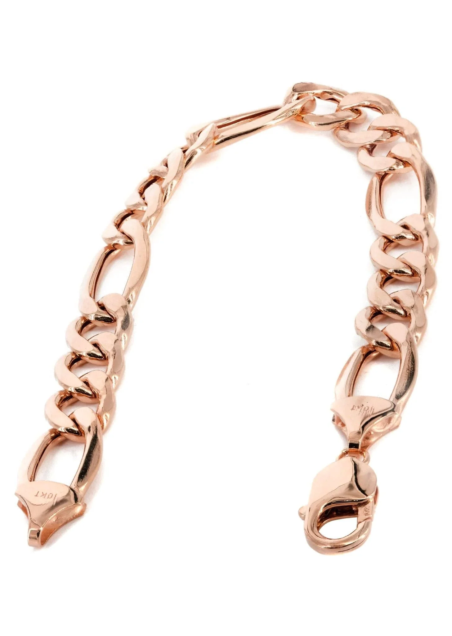 14K Rose Gold Bracelet Solid Figaro For Women - Image 2