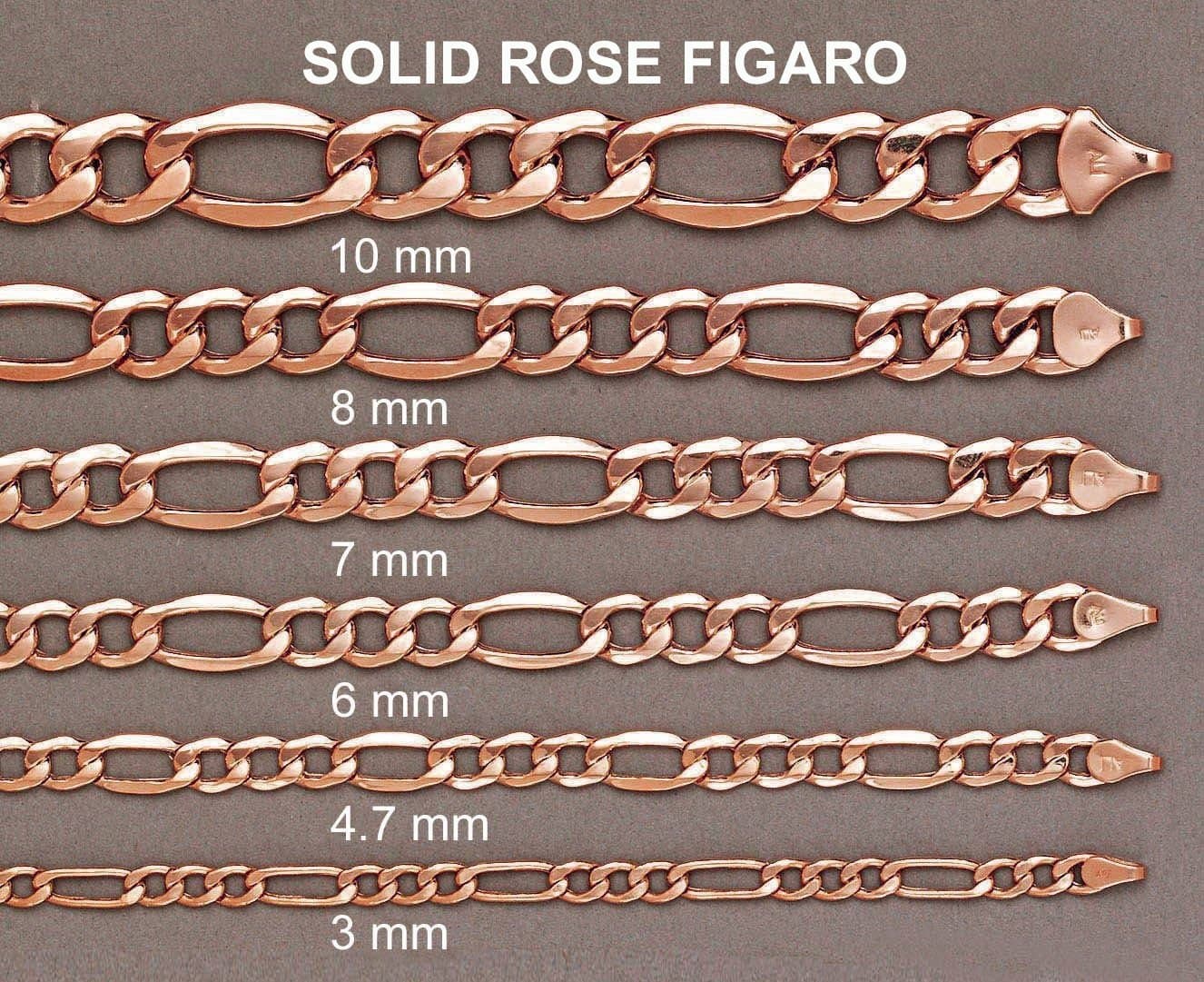 14K Rose Gold Bracelet Solid Figaro For Women - Image 4