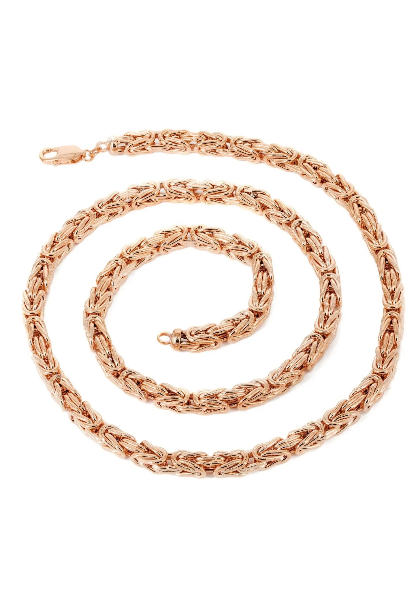 Womens 14K Rose Gold Chain - Semi Solid  Byzantine Chain - Image 2