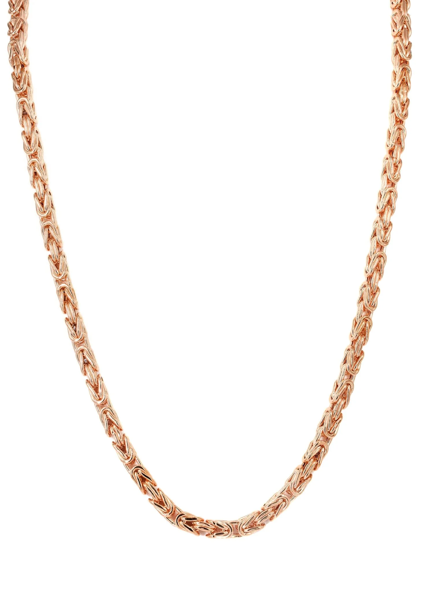 Womens 14K Rose Gold Chain - Semi Solid  Byzantine Chain - Image 3