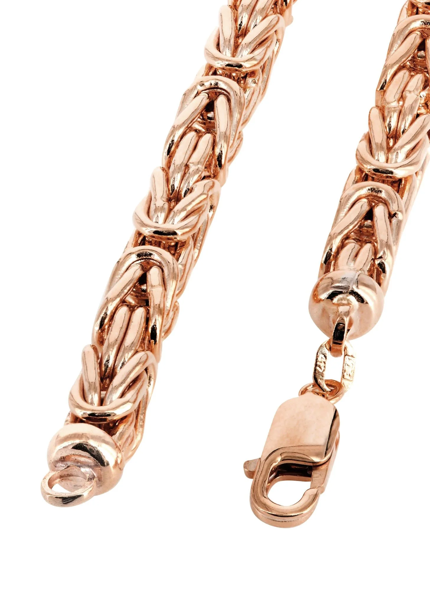 Womens 14K Rose Gold Chain - Semi Solid  Byzantine Chain - Image 4