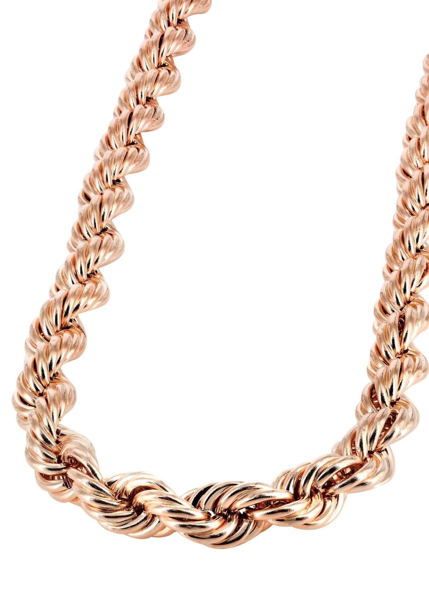 14K Rose Gold Chain - Semi Solid Womens Rope Chain