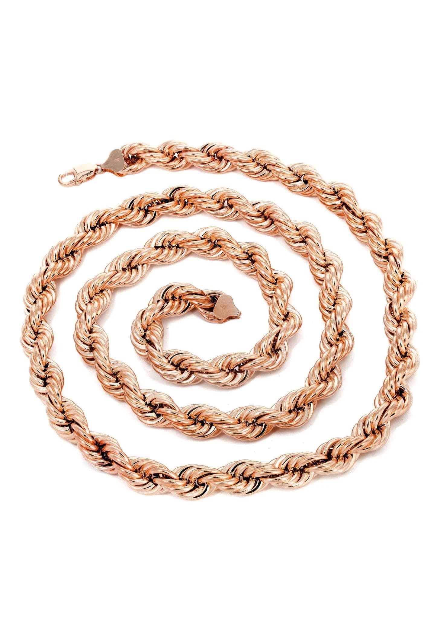 14K Rose Gold Chain - Semi Solid Womens Rope Chain - Image 2