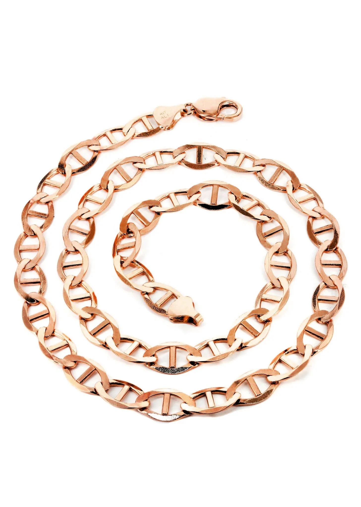 Womens 14K Rose Gold Chain - Solid Mariner Chain - Image 2