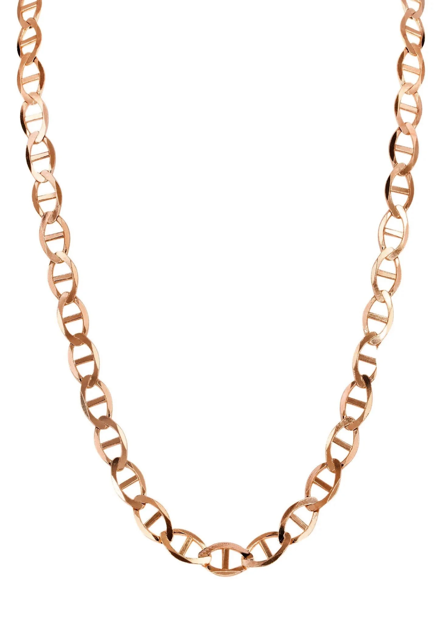 Womens 14K Rose Gold Chain - Solid Mariner Chain - Image 3