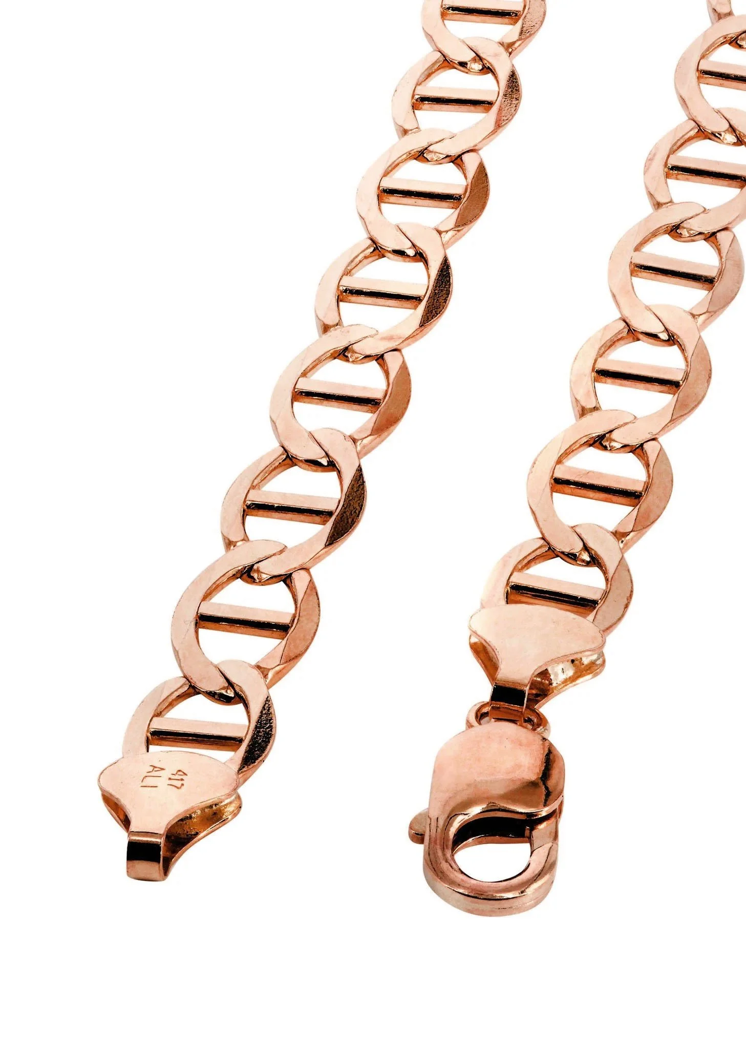 Womens 14K Rose Gold Chain - Solid Mariner Chain - Image 4